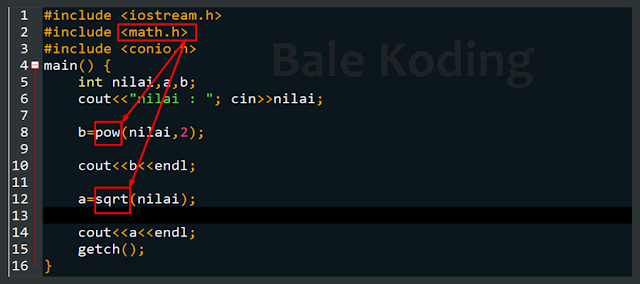 Contoh dan fungsi program yang menggunkan library “ #inlude<Math.h> “