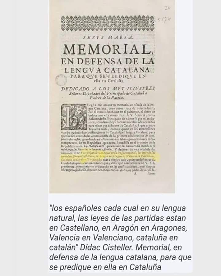 Memorial en defensa de la lengua catalana para que se predique en ella en Cataluña.