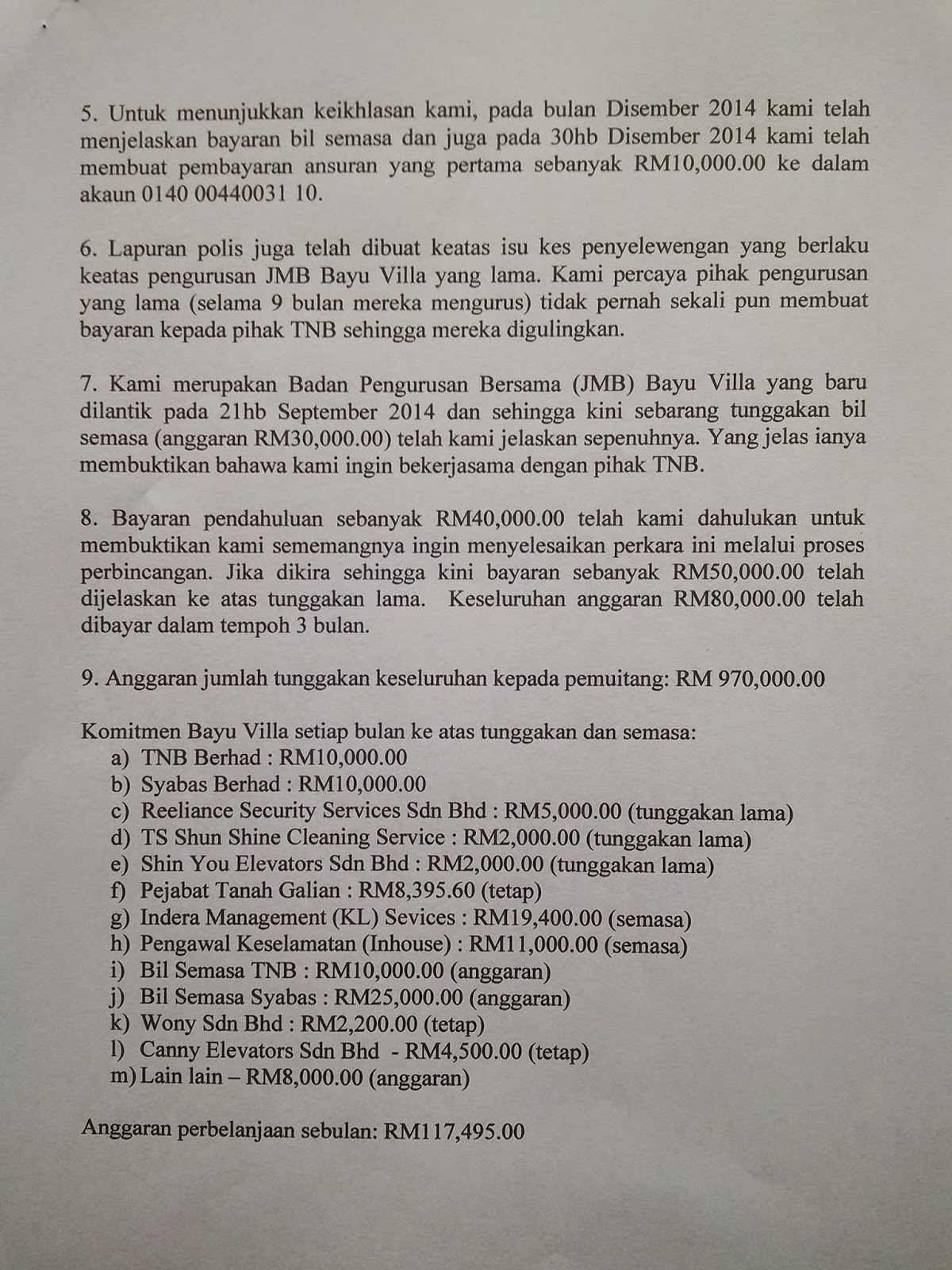 Contoh Surat Permohonan Bayaran Ansuran Bil Elektrik