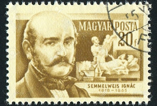 Homenaje a Semmelweis en un sello húngaro de 1954