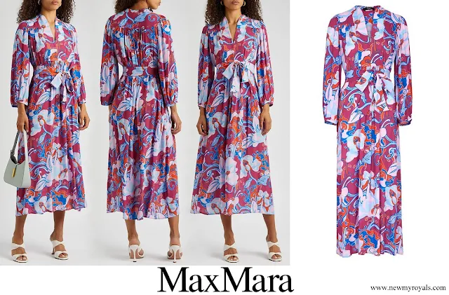 Princess Stephanie wore Weekend Max Mara Oblio printed crepe-de-chine midi dress