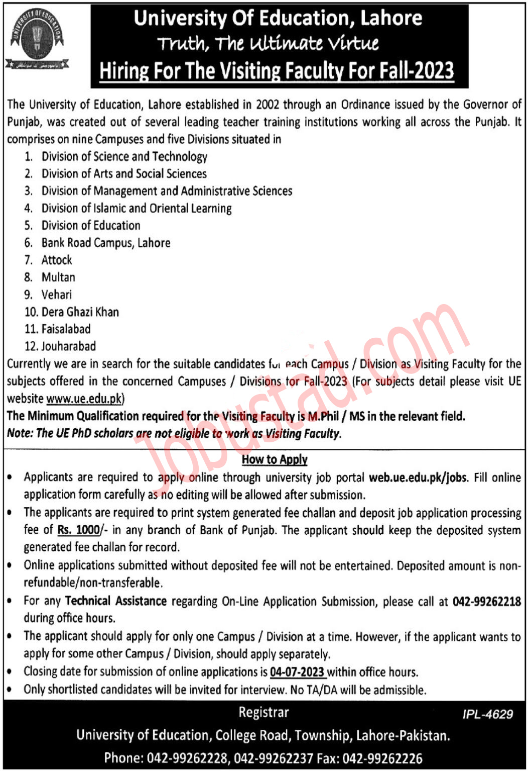 Teaching Jobs in University of Education 2023 - Latest Advertisement