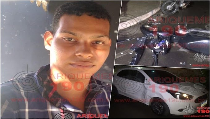 Grave acidente entre motocicleta e carro deixa uma vítima fatal