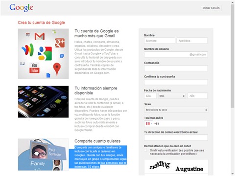 Registro en Google Plus