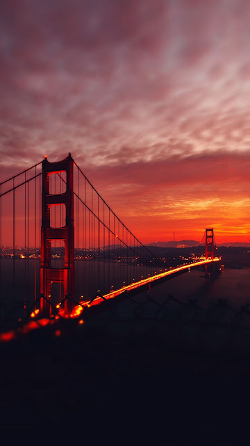 Golden Gate Bridge, Night City, Lights