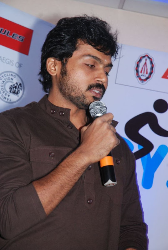 Actor Karthi Chennai Cycling  Launch Stills film pics