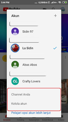 Tidak ada pilihan keluar, tidak bisa keluar dari akun youtube
