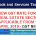 NEW GST RATE FOR REAL ESTATE SECTOR, APPLICABLE FROM 1st APRIL 2019 - GST NEWS