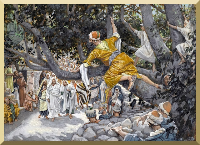 "Zacchaeus in the Sycamore Awaiting the Passage of Jesus" -- by James Tissot