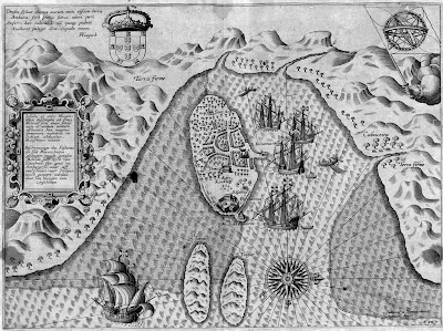 1596 map of island adjacent to Mozambique