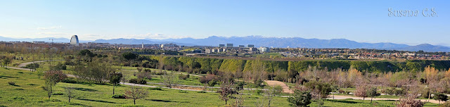 Panorámica de Madrid desde el Mirador del Reloj de sol - Parque Forestal de Valdebebas - Felipe VI (Madrid)