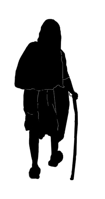 silhouette of old woman in sari