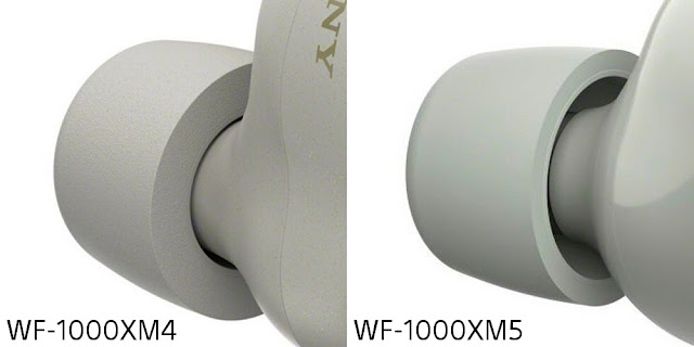 Sony WF-1000XM5 vs WF-1000XM4 size comparison