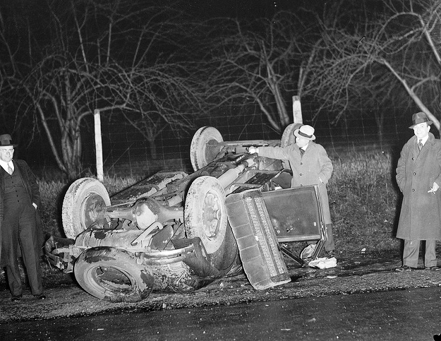 1935 - Accident made the car turn upside down