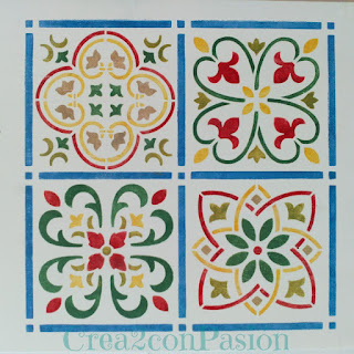 Stencil-azulejo-hidráulico-perchero-handmade-Crea2-Con-Pasión-tercer-azulejo-verde