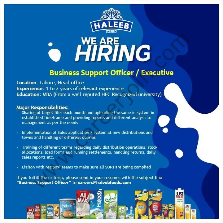 Jobs in Haleeb Foods Ltd