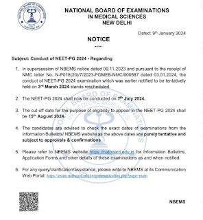 NEET PG 2024 EXAM POSTPONED TO JULY 7, 2024