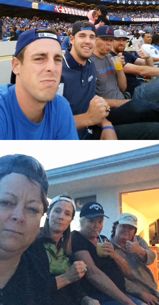 40 Photos Of The Most Hilarious Parents You Will Ever Meet - Our Moms Mocked Our Selfie At The Dodger Game