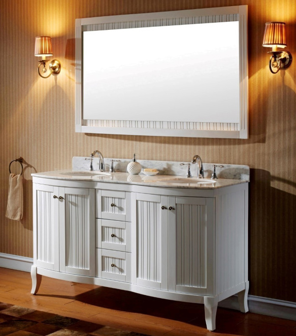 Abodo 60 inch Double Bathroom Vanity Cabinet Set White Finish