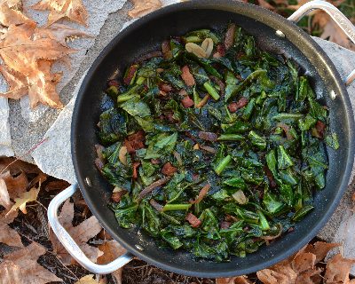 Sautéed Collard Greens with Bacon, another easy side dish ♥ KitchenParade.com.