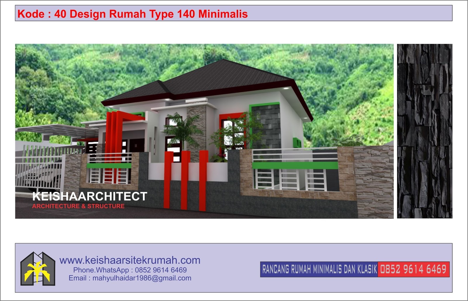 KODE 40 DESIGN RUMAH TYPE 140 LOKASI BANTEN PROV BANTEN