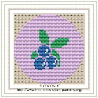 BLUEBERRY FRUIT ICON, FREE AND EASY PRINTABLE CROSS STITCH PATTERN