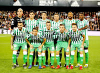 REAL BETIS BALOMPIÉ. Temporada 2018-29. Joel Robles, Aissa Mandi, Marc Bartra, Joaquín, Sidnei, William Carvalho. Jesé, Andrés Guardado, Giovani Lo Celso, Sergio Canales, Francis. VALENCIA C. F. 1 REAL BETIS BALOMPIÉ 0. 28/02/2019. Copa del Rey, semifinal, partido de vuelta. Valencia, estadio de Mestalla. GOLES: 1-0: 56’, Rodrigo. ELIMINATORIA: Resultado partido de ida: 2-2. El Valencia se clasifica para la final.