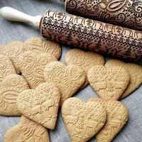 Wooden Engraved Embossing Christmas Symbols Rolling Pin