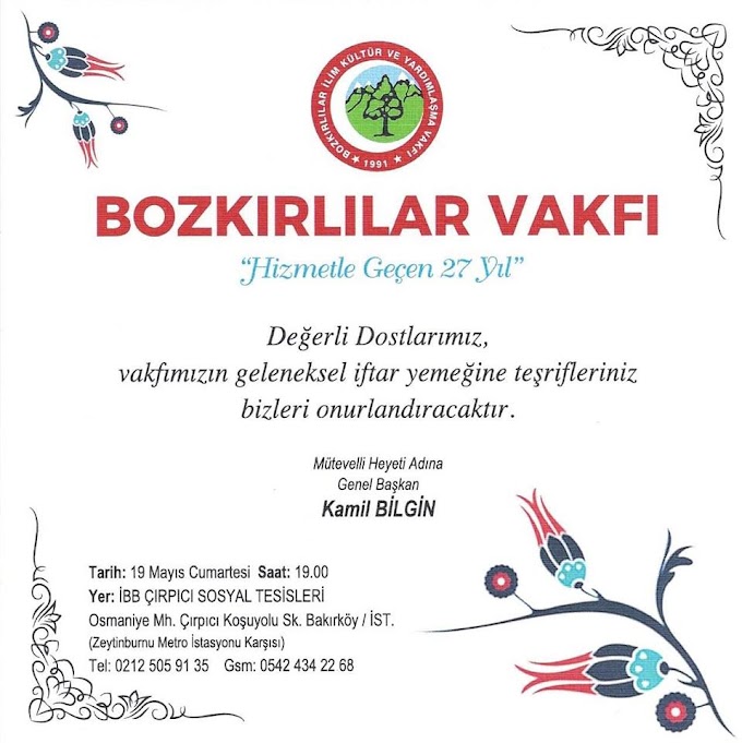 BOZKIRLILAR VAKFI İFTAR DAVETİ