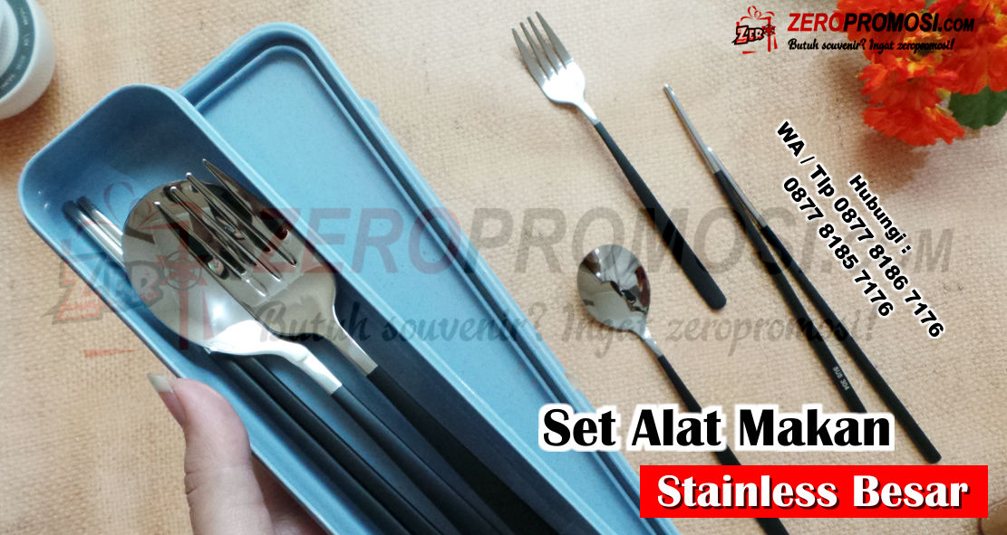 Jual Sendok Makan Nasi Stainless Rice Spoon Souvenir, Cutlery Set Alat Makan Sendok garpu sumpit + box, portable travel, Kotak Portabel Peralatan Makan, Souvenir Set Alat Makan Portable