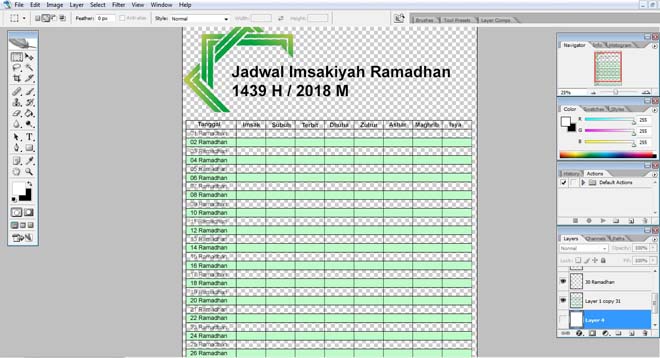 Download Desain Jadwal Imsakiyah Ramadhan Terbaru PSD