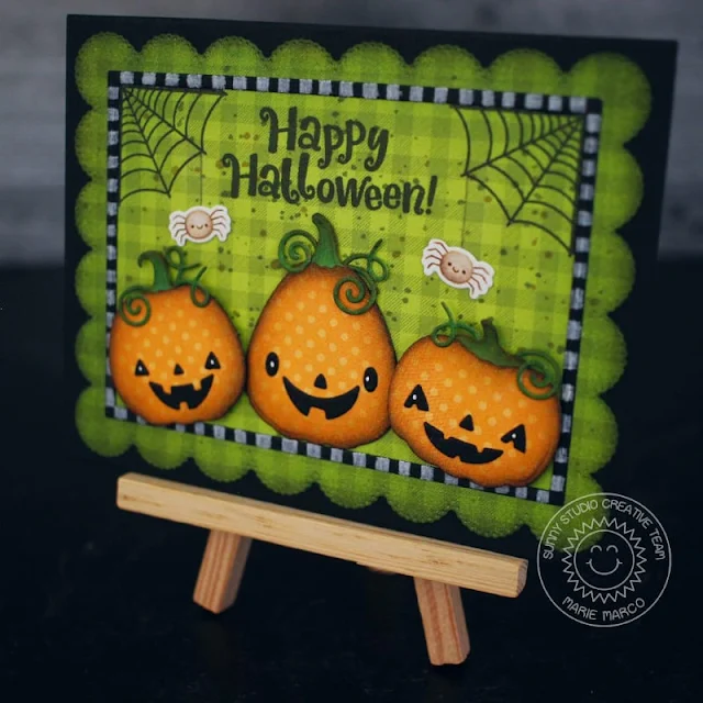 Sunny Studio Stamps: Pumpkin Patch Die Focused Card by Marie Marco (featuring Frilly Frame Dies, Too Cute To Spook)