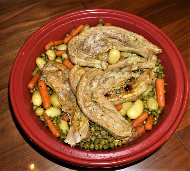 alt="Tajine flanchet et jardinière de légumes"