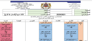 استعمال الزمن المستوى الثالث ابتدائي عربية صيغة التدريس بالتناوب