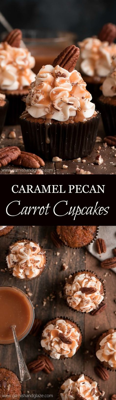 The BEST Caramel Pecan Carrot Cupcakes