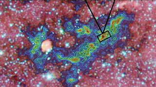 Giant 'dragon cloud' may solve mystery of how massive stars form  Understanding how massive stars form has been a long-standing topic of debate for astrophysicists, especially given the lack of observations necessary to build reliable theories.  Massive stars are relatively rare, so they are difficult to spot during the formation process. But new observations of the so-called "dragon cloud" may hold the key to answering this mystery.   A team of astronomers used the ALMA telescope in the Atacama Desert in northern Chile to study the Dragon Cloud, a dense cloud of molecular hydrogen that serves as a site for star formation throughout its complex.  And astronomers were looking specifically for dust, which along with the gas that makes up the bulk of the complex collapses to form stars.  Astronomers found several regions of active star formation, but also a strangely dense cluster that lacked any newborn stars at all. Upon further investigation, the team discovered that the central block was in fact made up of two separate areas. One region contained more than 30 solar masses of material, while the other contained only 2 solar masses of material.  According to their observations, these clumps were very dense and severely collapsed, which means that these clumps will soon start forming stars.  More importantly, the astronomers found that the clumps themselves did not appear to break apart into smaller clumps when they collapsed. This leads to the "primary accretion" model of star formation. In this model, the most massive stars collapse from single units of gas clouds and actually begin their lives at incredibly high masses.  Observations support this idea because, for the first time, scientists have been able to observe a giant cloud of gas collapsing directly without separating.  Astronomers called for more detailed observations of the compound in order to progress in deciphering the mystery of the formation of massive stars.  The results have been published in the arXiv preprint.