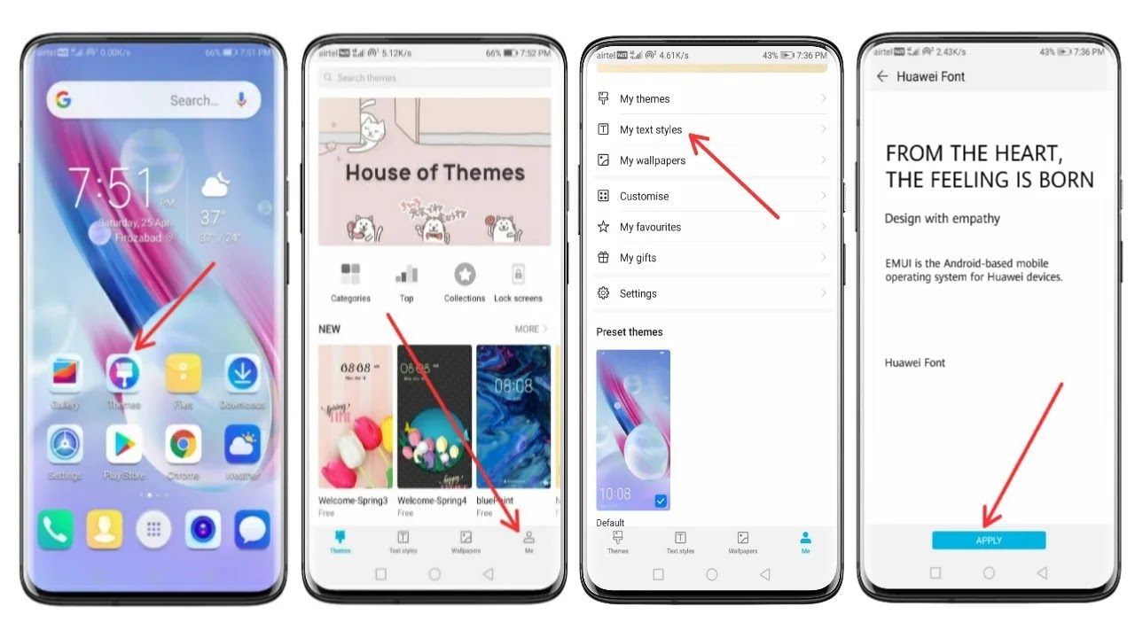 apply hwt font text style in huawei phones