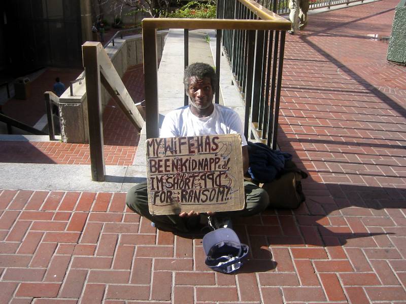 funny homeless signs. funny sign, New York City,