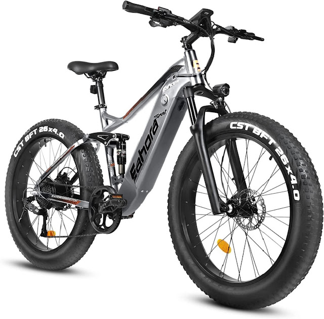 eAhora Sport Bafang Motor 30mph Full Suspension Fat Tire Electric Bike Mountain-Bikes