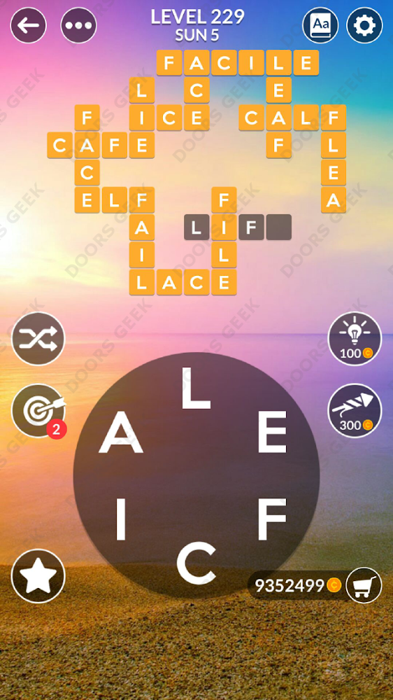 Wordscapes Level 229 answers, cheats, solution for android and ios devices.