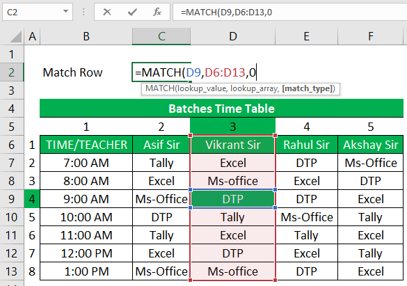 MATCH function in Excel | Advance Excel Course