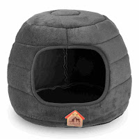Hollypet Coral Velvet Self-Warming 2-in-1 Foldable Cave