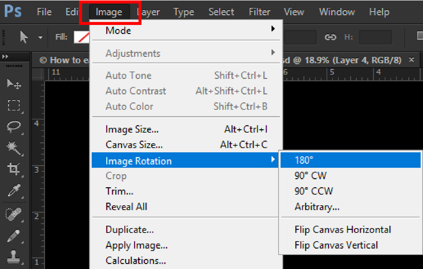 How to easily rotate an image or layer in Photoshop(creativea2z)