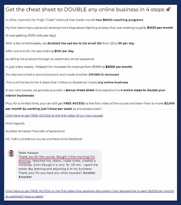 systeme.io email sequence announcing a bonus
