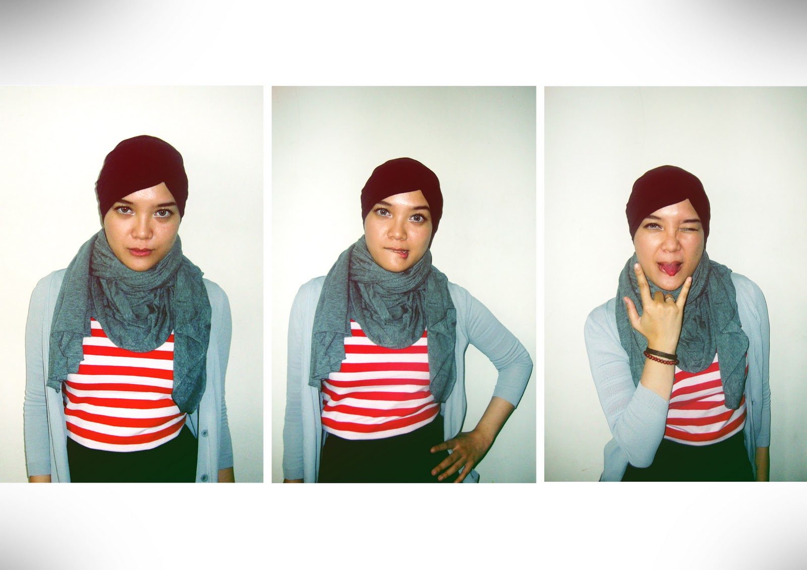 Red, Stripes and Black - Tutorial Hijab Zaskia