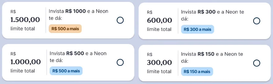 Cartão Neon faz oferta de limite acima do esperado por seus clientes. Confira os detalhes.