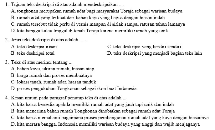 Kisi-kisi, Soal dan Jawaban Bahasa Indonesia SMP Kelas 7 