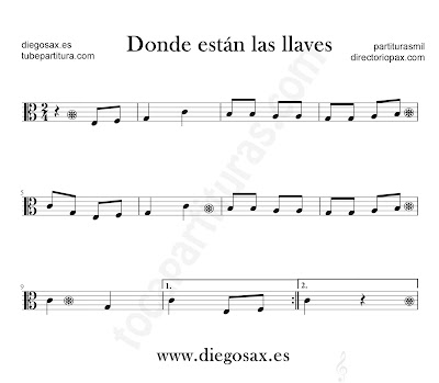 Dónde están las llaves partitura para viola en clave de Do