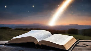 bíblia aberta e um sinal no céu