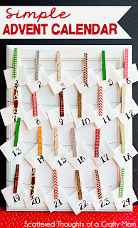 Make an Easy Advent Calendar using clothespins and washi tape. #advent #washitape #craft